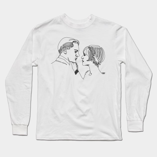 Love in The Great Gatsby, line art Long Sleeve T-Shirt by ArtInPi